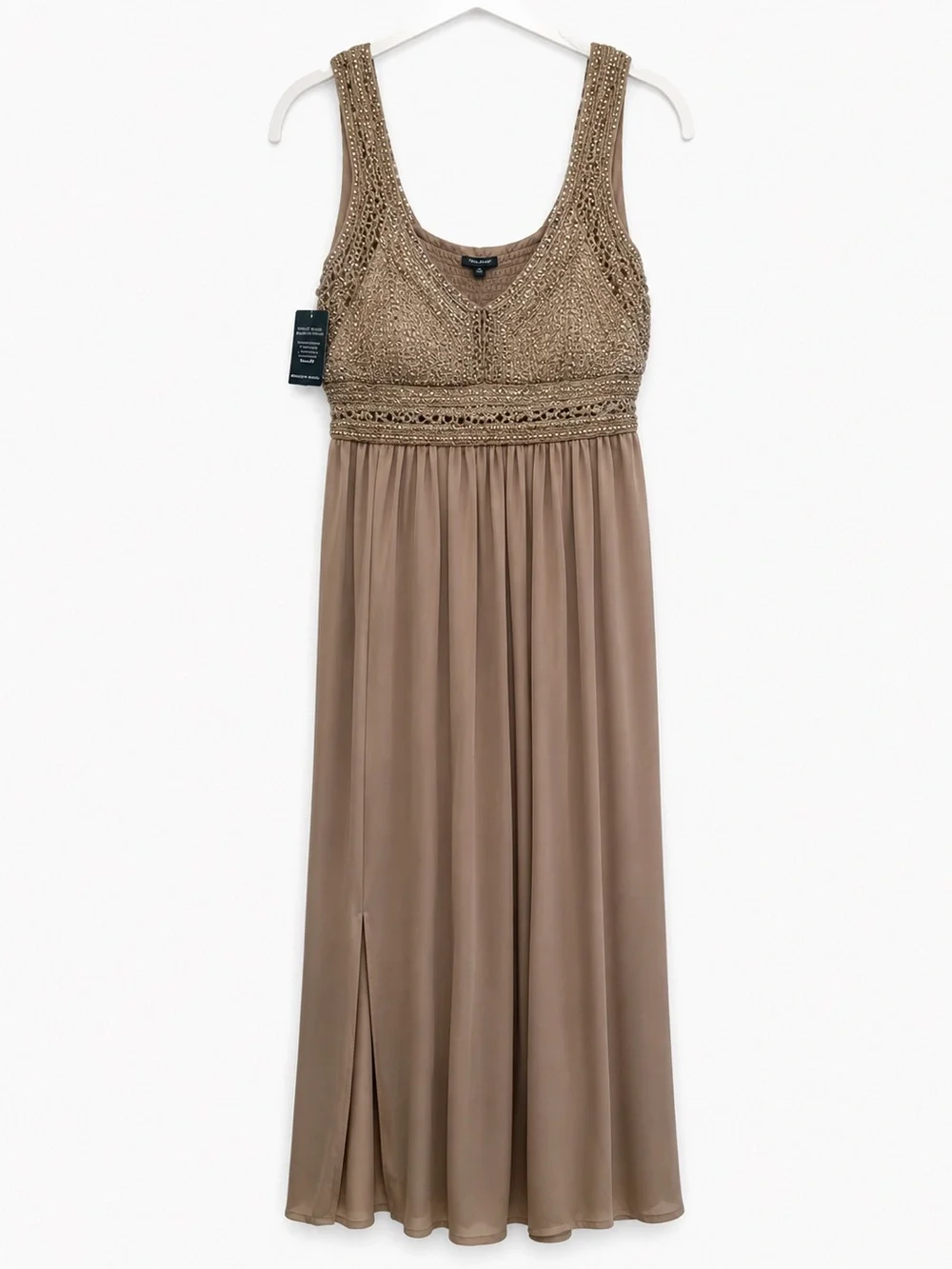 Boston Proper Gold Beaded Maxi Dress L Prom Wedding Guest Evening Gown
